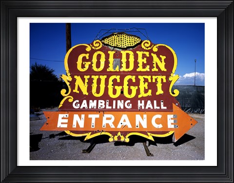 Framed Golden Nugget historic casino sign in the Neon Boneyard, Las Vegas Print