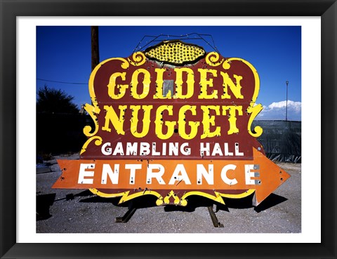 Framed Golden Nugget historic casino sign in the Neon Boneyard, Las Vegas Print