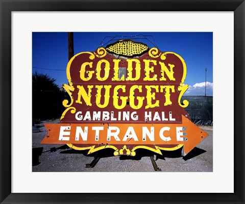 Framed Golden Nugget historic casino sign in the Neon Boneyard, Las Vegas Print