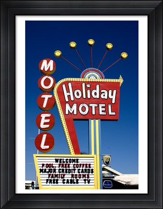 Framed Holiday Motel Sign, Las Vegas, Nevada Print