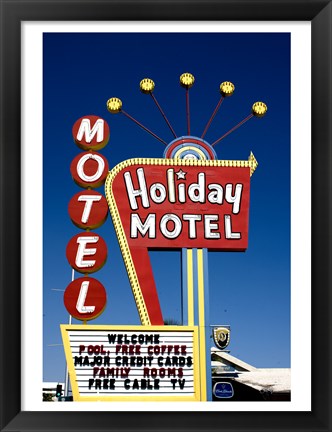 Framed Holiday Motel Sign, Las Vegas, Nevada Print