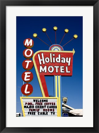 Framed Holiday Motel Sign, Las Vegas, Nevada Print