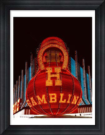 Framed Neon gambling sign on Freemont Street in historic Las Vegas Print