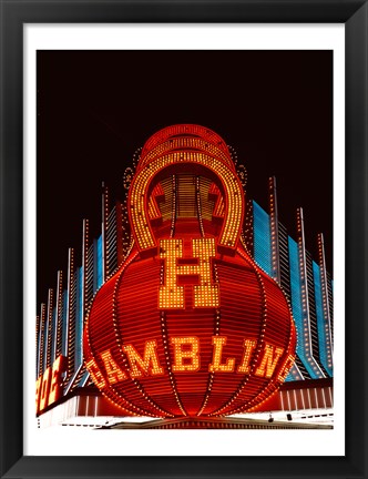 Framed Neon gambling sign on Freemont Street in historic Las Vegas Print