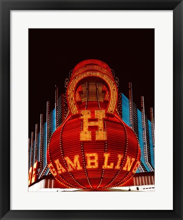 Framed Neon gambling sign on Freemont Street in historic Las Vegas Print