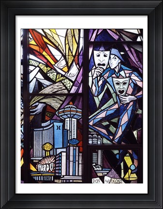 Framed Stained glass window in the Guardian Angel Cathedral, Las Vegas, Nevada Print