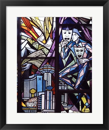 Framed Stained glass window in the Guardian Angel Cathedral, Las Vegas, Nevada Print