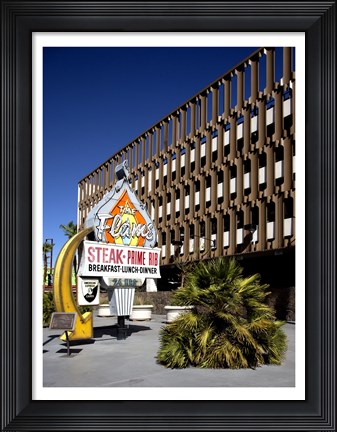 Framed Flame Restaurant sign Freemont street Las Vegas Print