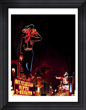 Framed Vegas Vic on Freemont Street in Las Vegas Print