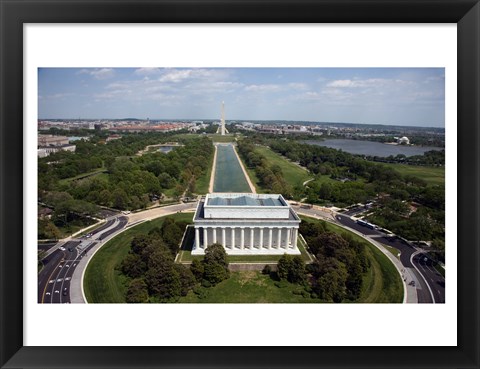 Framed Ariel view of the Lincoln Memorial Print