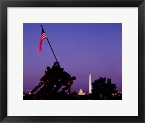 Framed Iwo Jima Memorial at dusk, Washington, D.C. Print