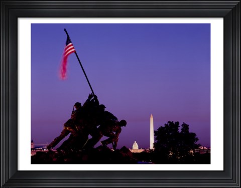 Framed Iwo Jima Memorial at dusk, Washington, D.C. Print