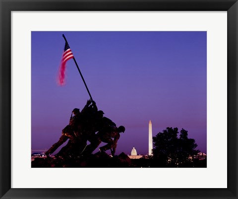 Framed Iwo Jima Memorial at dusk, Washington, D.C. Print