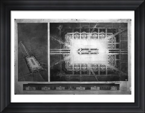 Framed Proposed drawing for Independence Square, Washington Memorial II Print