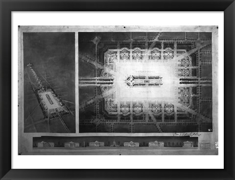 Framed Proposed drawing for Independence Square, Washington Memorial II Print