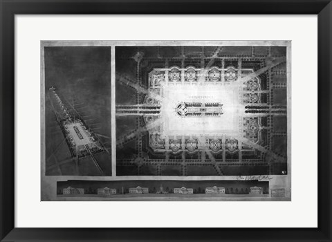Framed Proposed drawing for Independence Square, Washington Memorial II Print