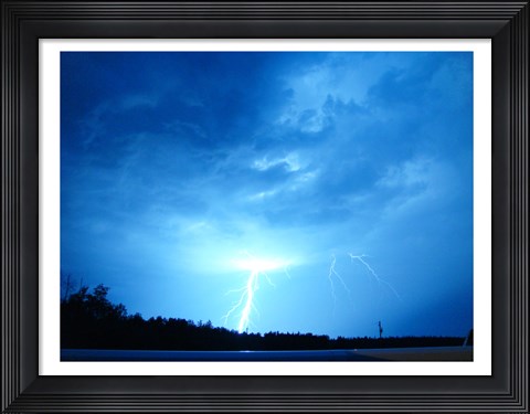 Framed Lightning Over Edson Print