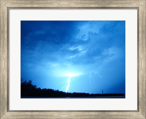 Framed Lightning Over Edson Print