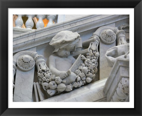 Framed Library of congress architecture detail child reading Print