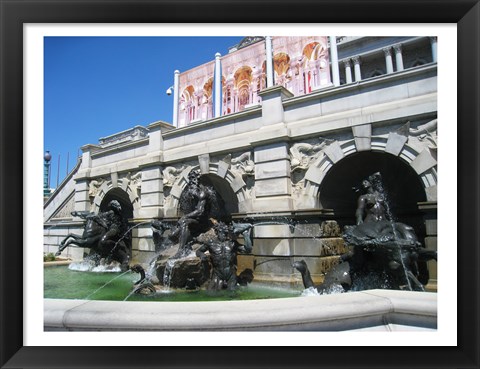 Framed Library of Congress Court of Neptune Fountain Washington DC Print