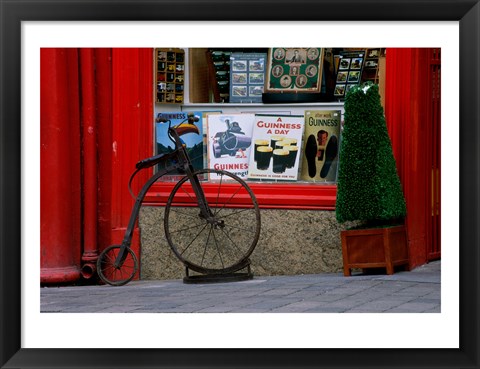 Framed Old bicycle in front of a store, Kilkenny, Ireland Print