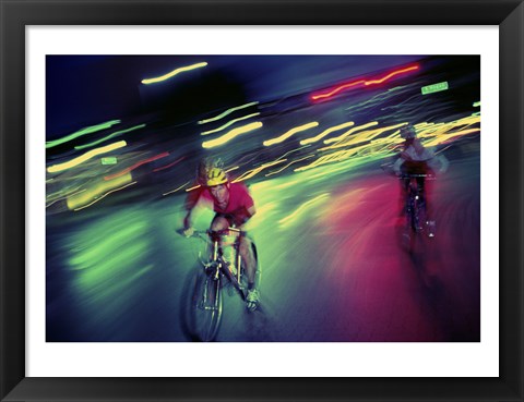 Framed Young man riding a bicycle Print