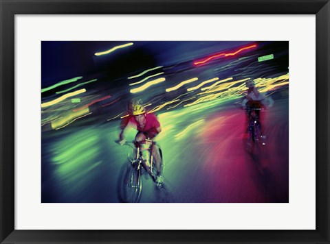 Framed Young man riding a bicycle Print