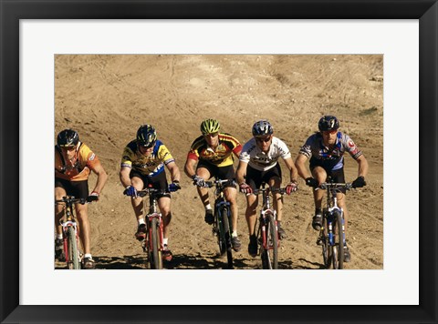 Framed Group of people riding bicycles in a race Print