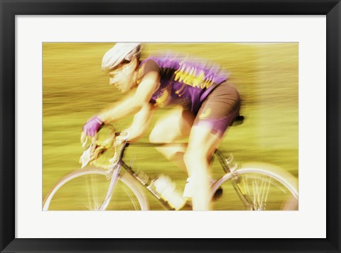 Framed Side profile of a young man cycling Print