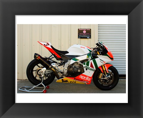 Framed Aprilia RSV4 Works Factory Race Bike Print