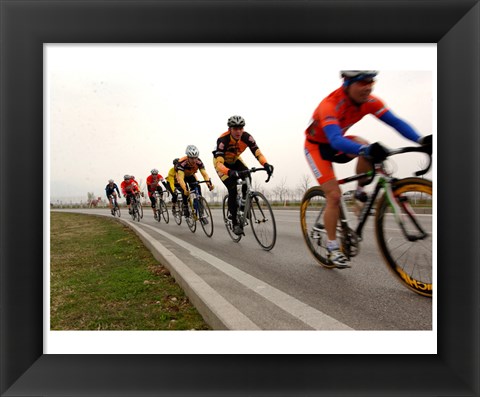 Framed Military Cyclists in pace line Print