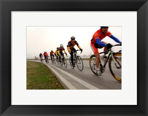 Framed Military Cyclists in pace line Print