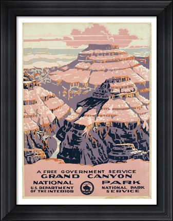 Framed Grand Canyon National Park, a free government service Print