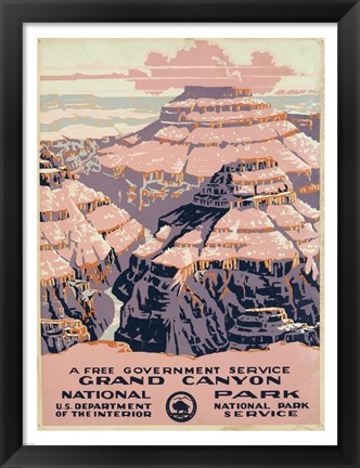 Framed Grand Canyon National Park, a free government service Print