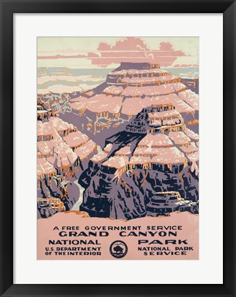 Framed Grand Canyon National Park, a free government service Print