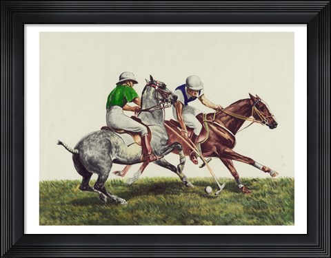 Framed Polo - two horses Print