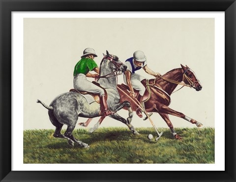 Framed Polo - two horses Print