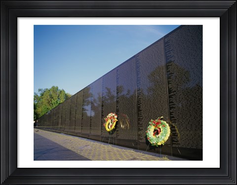 Framed Wreaths on the Vietnam Veterans Memorial Wall, Vietnam Veterans Memorial, Washington, D.C., USA Print