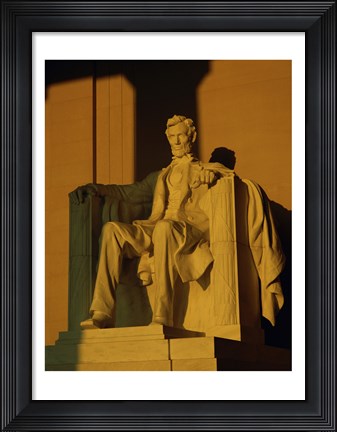 Framed Low angle view of a statue, Lincoln Memorial, Washington DC, USA Print