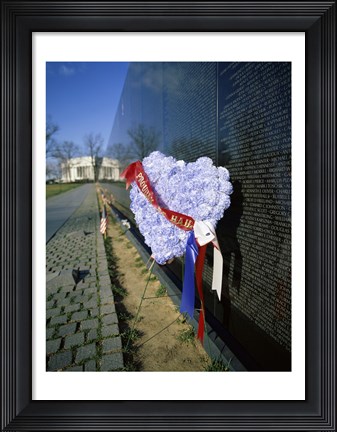 Framed Close-up of a memorial, Vietnam Veterans Memorial Wall, Vietnam Veterans Memorial, Washington DC, USA Print