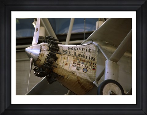 Framed Close-up of an aircraft displayed in a museum, Spirit of St. Louis, National Air and Space Museum, Washington DC, USA Print