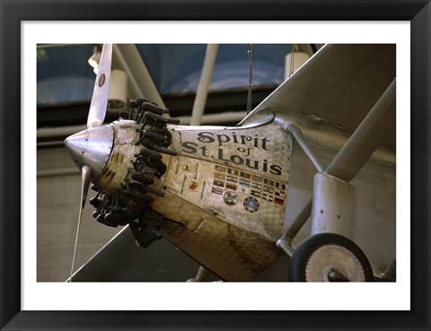 Framed Close-up of an aircraft displayed in a museum, Spirit of St. Louis, National Air and Space Museum, Washington DC, USA Print