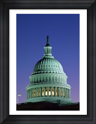 Framed Capitol Building lit up at night, Washington D.C., USA Print