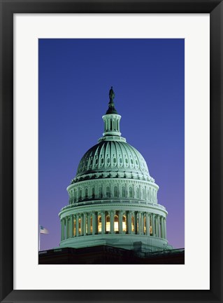 Framed Capitol Building lit up at night, Washington D.C., USA Print