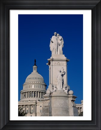 Framed Monument in front of a government building, Peace Monument, State Capitol Building, Washington DC, USA Print