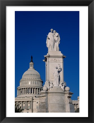 Framed Monument in front of a government building, Peace Monument, State Capitol Building, Washington DC, USA Print