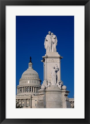 Framed Monument in front of a government building, Peace Monument, State Capitol Building, Washington DC, USA Print