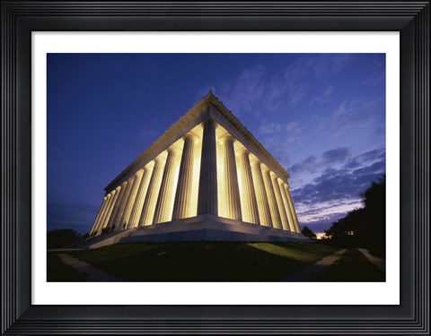 Framed Low angle view of the Lincoln Memorial lit up at night, Washington D.C., USA Print