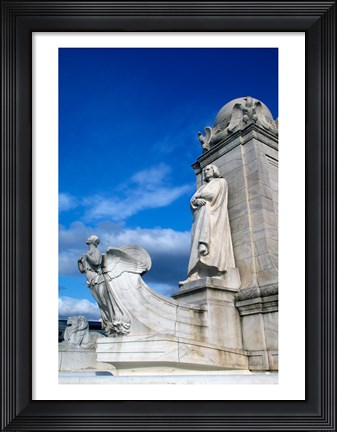 Framed Statue of Christopher Columbus in front of railroad station, Union Station, Washington DC, USA Print