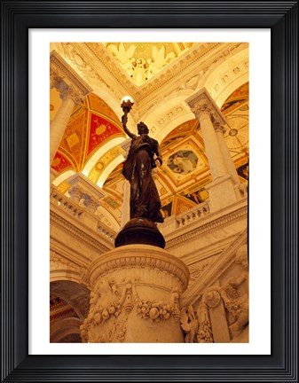 Framed USA, Washington DC, Library of Congress interior with sculpture Print